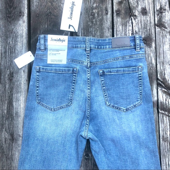 Jeanologie high waisted cropped jeans stretchy size 5 - Picture 4 of 15